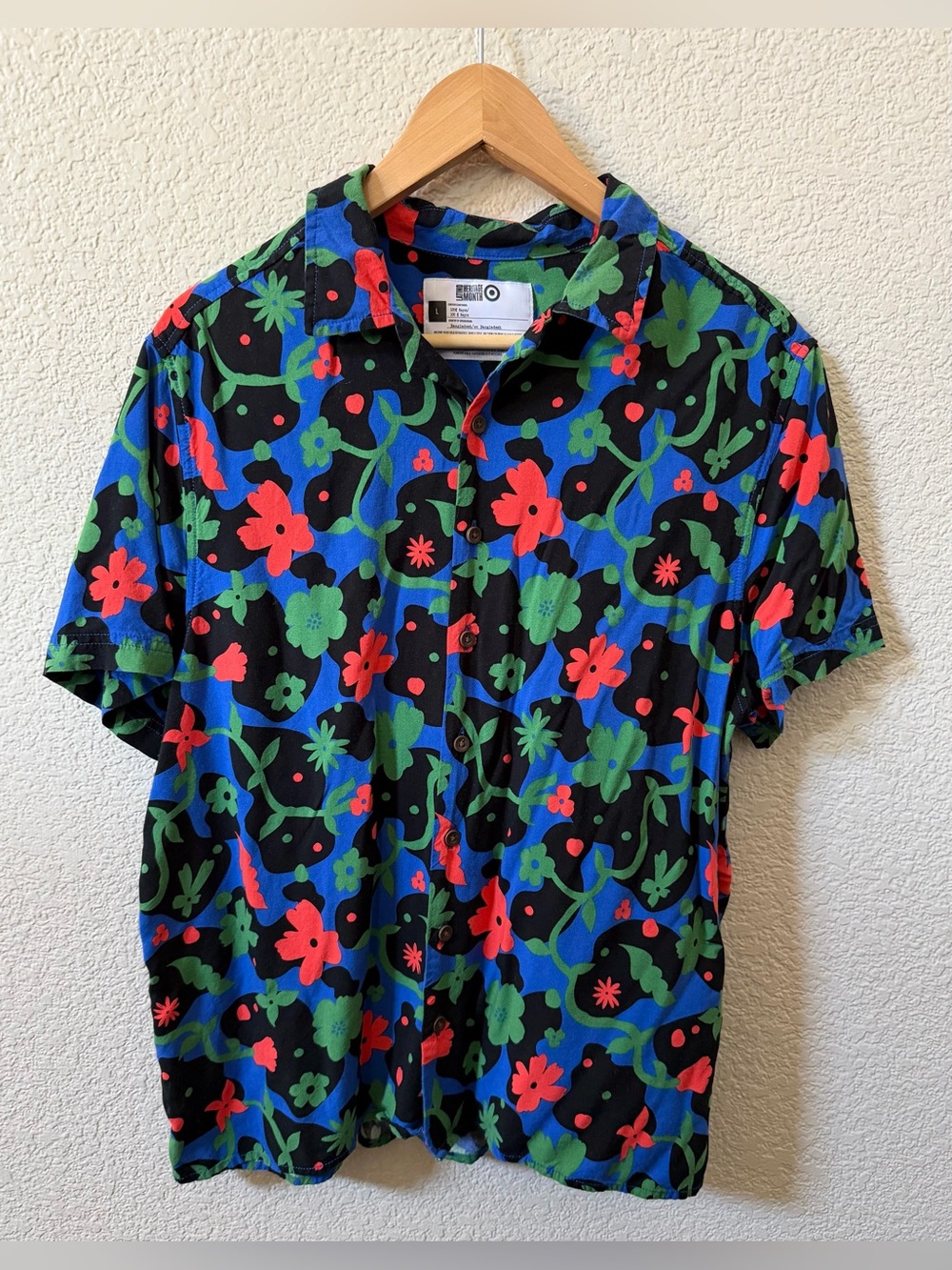 Latino Heritage Month X Target Mens Large Maximalist Floral 100% Rayon Shirt